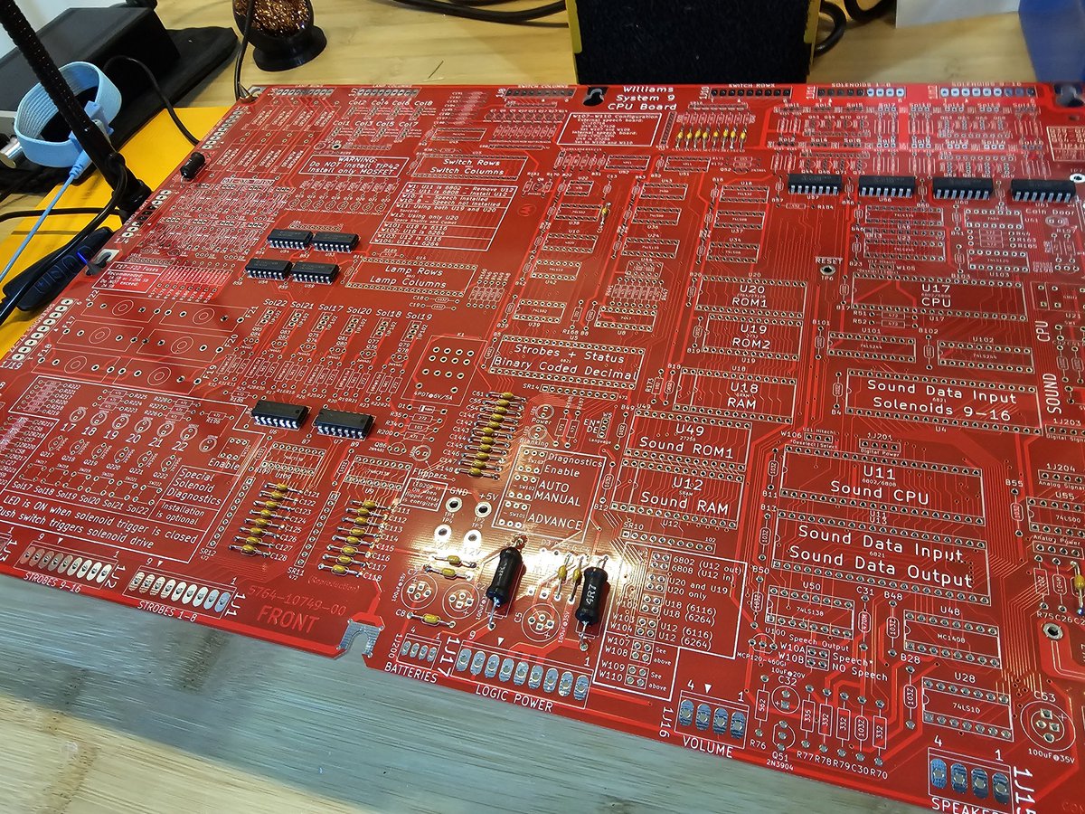 Progress pic on my Comet pinball board build project for those who requested, about 50 components mounted means I'm maybe 10% there. Have been generally trying to do the smallest first and work my way up. Might as well get the fiddly stuff out of the way...