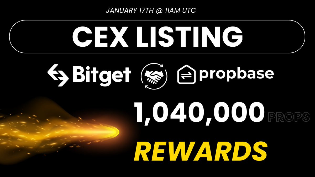 <a href="/PropbaseApp/">Propbase</a> is coming to @bitgetglobal 

#Bitget will list $PROPS/USDT on Jan 17, 11:00 UTC. Deposit now! Up to 1,040,000 $PROPS for you to grab!

🚀 Exciting News! 🚀 Propbase (PROPS) will listed on Bitget tomorrow! 🌐 Join us in this thrilling promotion from January 17, 11:00