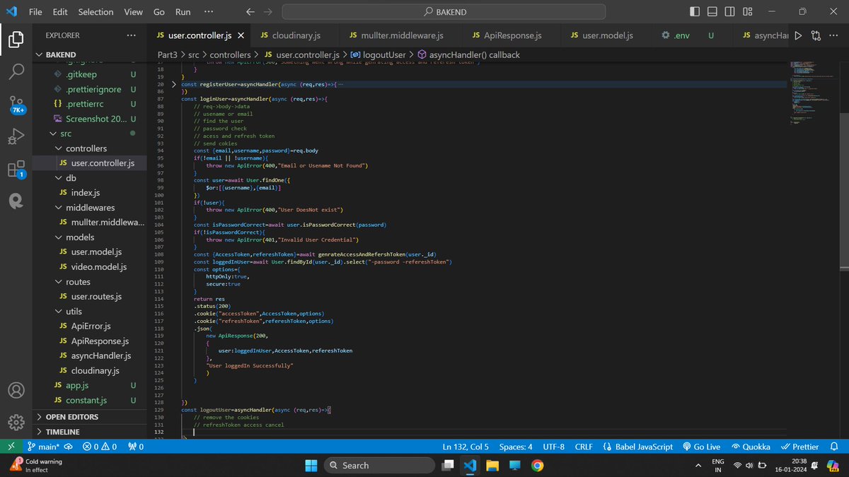 ManavRastogi17's tweet image. 🚀 Day 12of the #BackendChallenge: Nailed down the login controller using access tokens, refresh tokens, and cookies! 🍪🔐 Mastered the art of secure user authentication, paving the way for smooth and protected user sessions. Building a fortress for seamless logins! #AccessToke