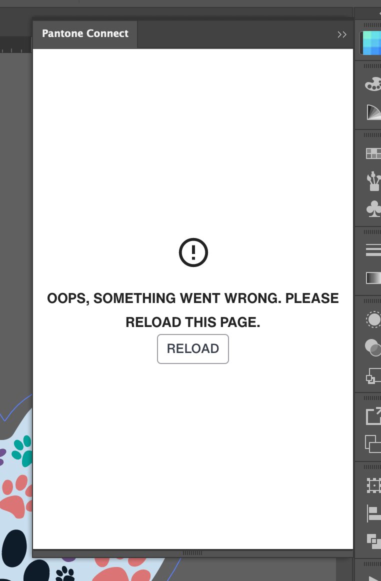 r8dllc's tweet photo. @pantone I have a paid subscription to Pantone Connect and when I attempt to convert a HEX to Pantone color, I keep getting an OOPs message and the convert doesn't work. I'm using the extension Adobe Illustrator v28.1

I've attached a screenshot of the error.

How is this fixed? https://t.co/bp4FjmTe8A