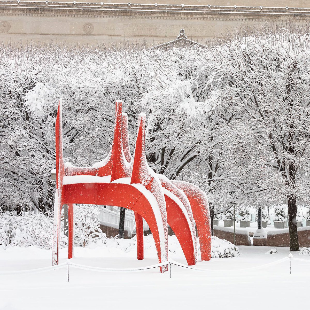 Oh the weather outside is frightful, And these announcements are never delightful, But since we have to let you know, Today the National Gallery is closed for snow.