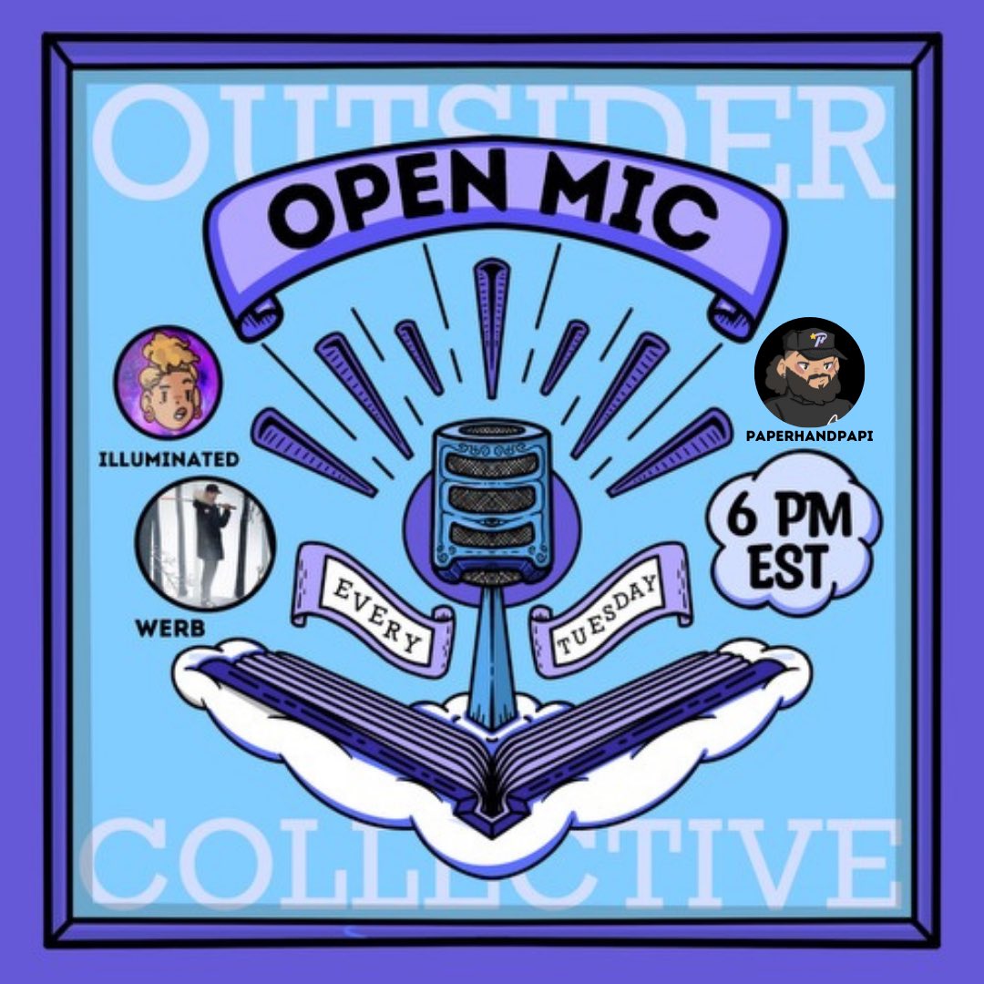 GM Outsiders! We go live with OPEN MIC tonight Come share your music 🎶 Hosted by @YungWerb @PapiOshu & @illuminatedbab3 Spaces 🔗 in comments ⬇️