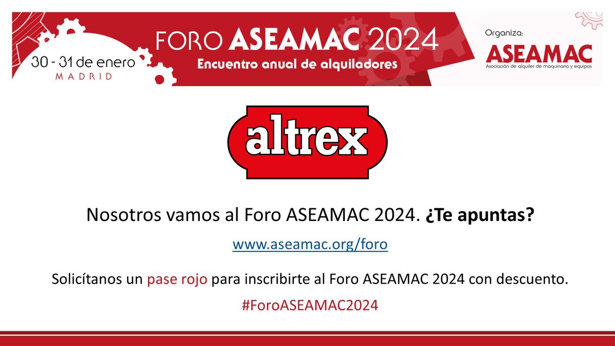 AltrexES's tweet image. 👉¿Nos vemos el 30 y 31 de enero en el FORO 2024 Asociación ASEAMAC?