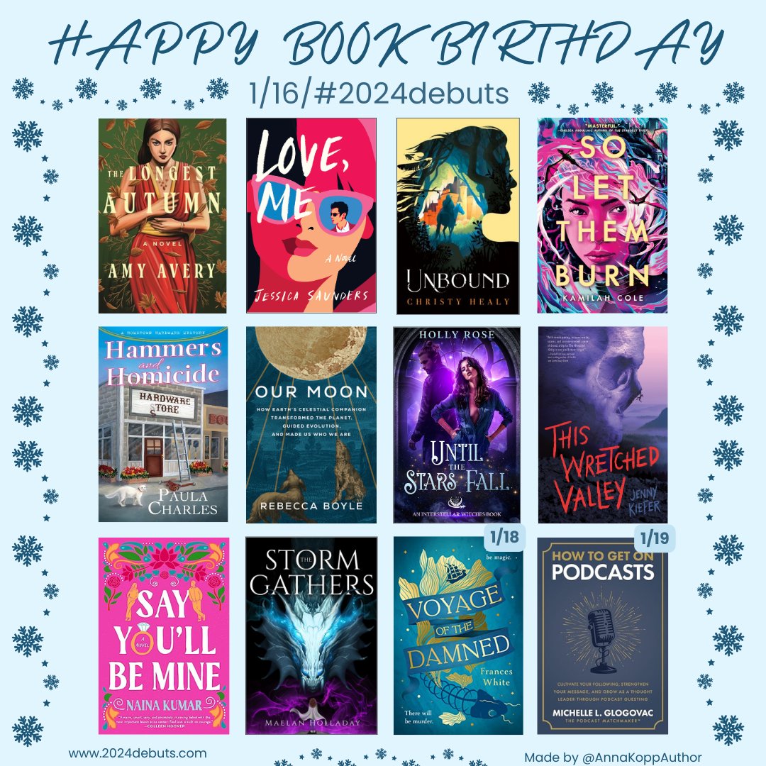 A HUGE release week for the #2024Debuts! The happiest of book birthdays to these authors! @averyameswrites @christykhealy @wordsiren @rboyle31 @writerhollyrose @_jennykiefer @nkumarwrites @frances_writes @micglogovac