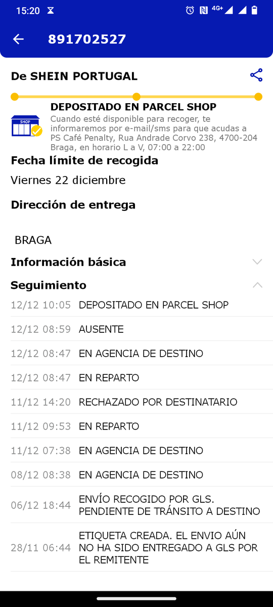 bea_ele_g's tweet photo. @GLS_clientes Escribo nuevamente en diciembre supuestamente en mensajero dejo el paquete en el parcel shop y en tienda dicen que ellos no tienen nada .. necesito mi paquete para devolverlo o ustedes me den un rembolso de la compra número de envío 61535158847178 https://t.co/BHtiuuq3YT