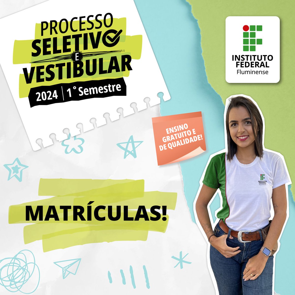 ÚLTIMO DIA de matrícula dos candidatos aprovados no PSV 2024/1!

A matrícula é realizada pelo gov.br.

Como se matricular:

✔Processo Seletivo: encurtador.com.br/jpBHV
✔Vestibular: encurtador.com.br/bluIO

⏯Tutorial no YouTube: youtu.be/Ek1ffBEpGMQ?si…