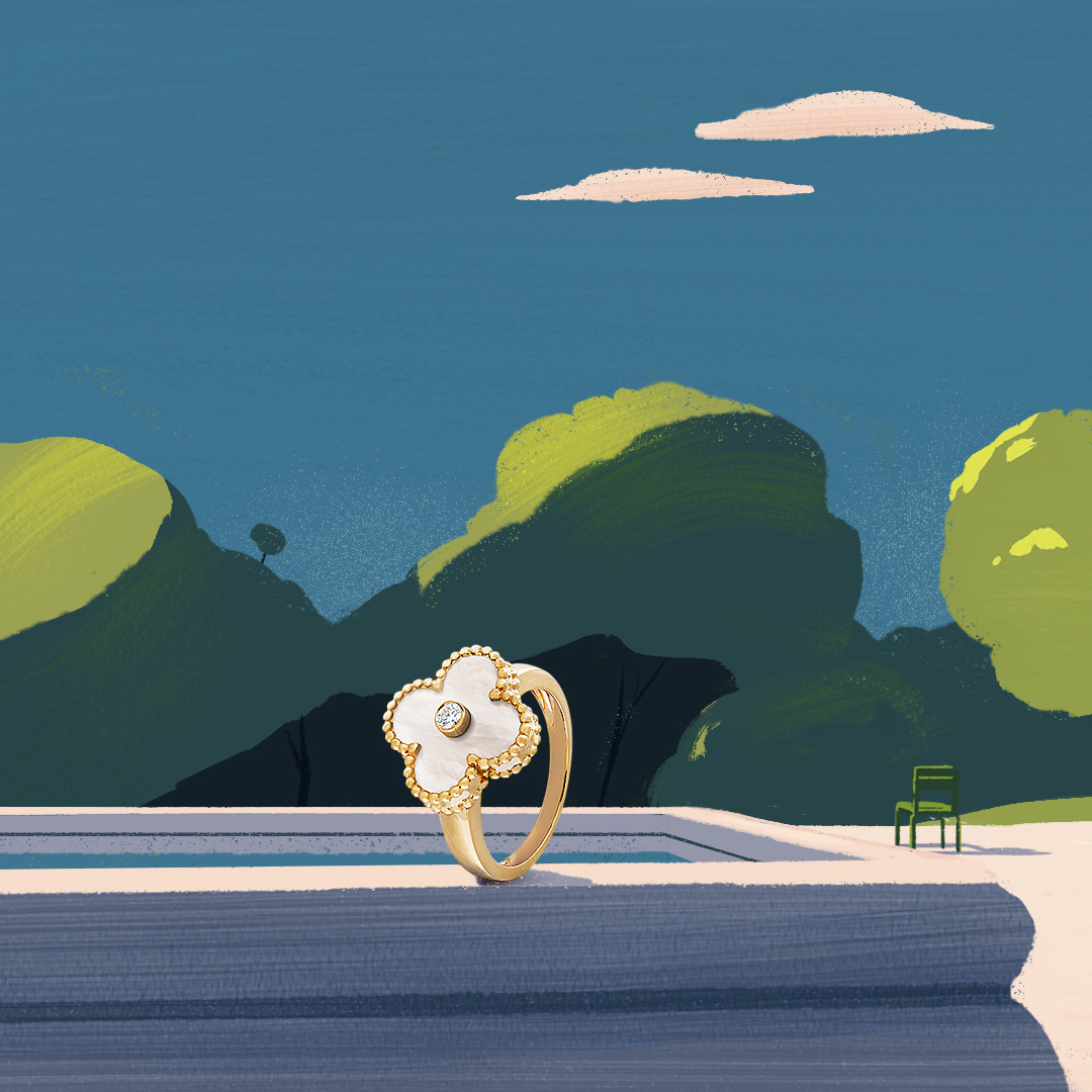 vancleefarpels's tweet photo. This Valentine’s Day, express tender feelings with the Alhambra creations in yellow gold and mother-of-pearl, as precious tokens of love.

 #VCAalhambra #VanCleefArpels #ValentinesDay 
Illustrator: Tom Haugomat
https://t.co/CgOcQlDiZp https://t.co/SsSKYkY2sQ