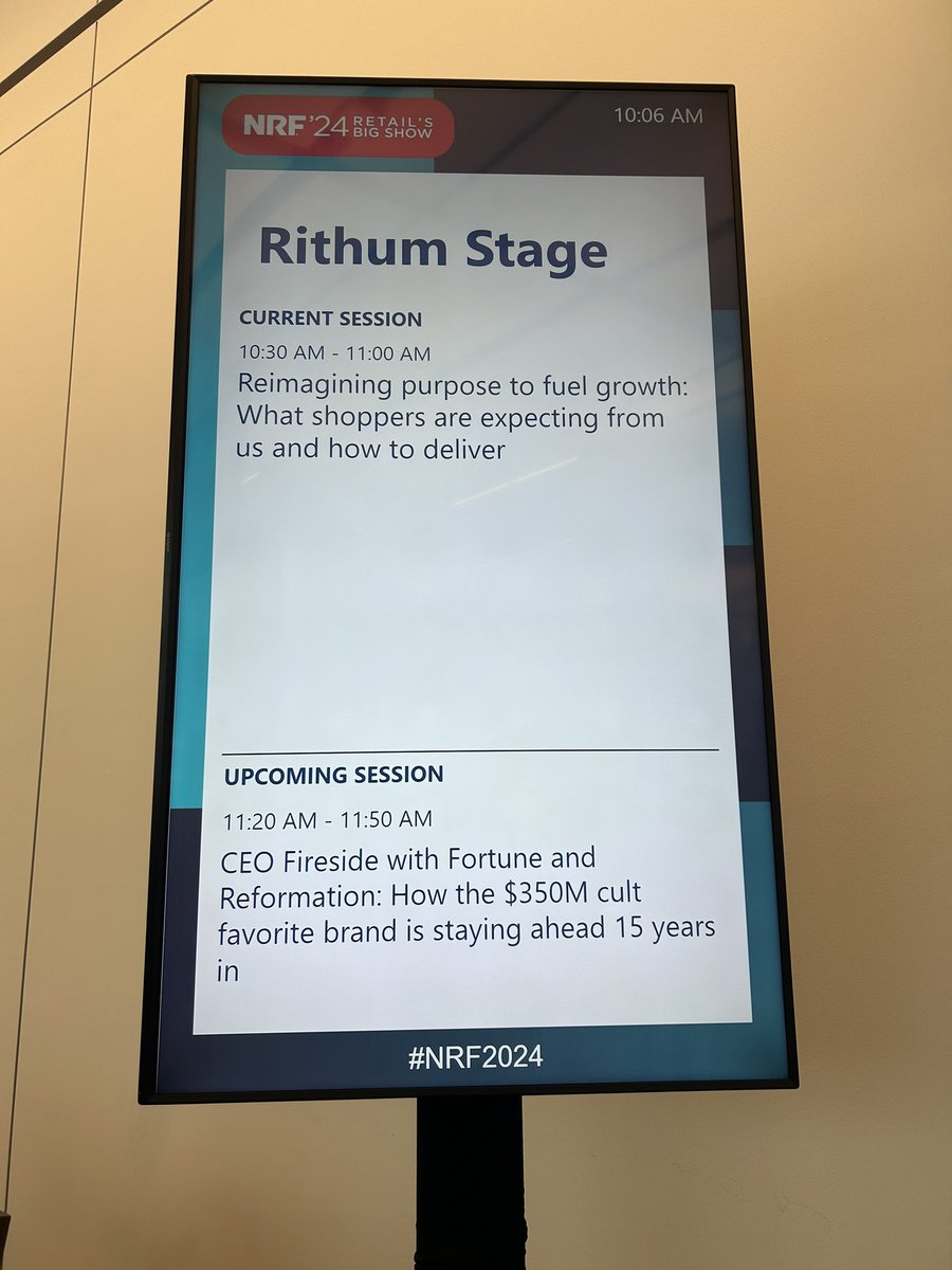 Join us this morning at #NRF2024! Coming up at 11:20am ET with @Reformation 🛍️