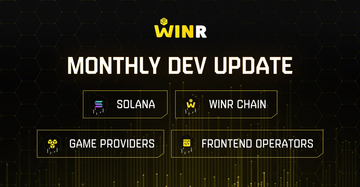 WINRProtocol's tweet photo. Presenting the inaugural monthly development update for the WINR Protocol.

@solana 

- Base contracts for SVM are already done and have started the auditing process: bankroll, staking, game contracts, and VRF.
- A complete VRF solution, similar to WINR VRF of EVM, has been developed to service all game developers on Solana, which is once again the fastest in the world in the testing stage.
- Solana contracts are being worked on for version 2 of @JustBetOfficial, which is set to launch next month.
- More details about the launch process on Solana will be shared next week.

Infrastructure

- Laying the grounds for the seamless integration of WINR Protocol-based games for frontend operators has been a key focus over the past few months after the successful launch of the first two platforms on the protocol. To achieve this, WINR Labs has been working on a frontend operator dashboard, game integration guide, and modular contracts, allowing revenue sharing with the operator in real time through the decentralized infrastructure. More than ten operators have been providing feedback on perfecting this flow.

- Laying the grounds for the seamless integration of WINR Protocol-based games for frontend operators has been a key focus over the past few months after the successful launch of the first two platforms on the protocol. To achieve this, WINR Labs has been working on a frontend operator dashboard, game integration guide, and modular contracts, allowing revenue sharing with the operator in real-time through the decentralized infrastructure. More than ten operators have been providing feedback on perfecting this flow.

- WINR Labs has been working on game development on the WINR Protocol documentation, along with a game provider dashboard and a middle VaultManager contract that tracks a game's revenue to share a portion of it with the game developers. With the upcoming launches of complex games such as Blackjack, WINR Bonanza, and Hold 'Em Poker, WINR Labs has developed a custom backend solution that can process frontend animations and track events on chain faster than ever, paving the way for upcoming developers on the protocol to be able to offer fully on-chain games without sacrificing any game logic or UX.

- The frontend operator and game provider infrastructure are significant milestones for the protocol, opening it to integration and use by any platform. They will be both launched in late Q1/early Q2.

- WINR VRF and WINR Account Abstraction Wallet are being prepared to launch on XAI Chain in collaboration with @XAI_GAMES, as any game with its logic built on chain requires a fast RNG.

Platforms

- @JustBetOfficial V2 development has been ongoing, and the new UI, along with the improved UX, thanks to the infrastructure mentioned above developments, will present a platform that any web2 or web3 user will immensely enjoy.

- Blackjack and Hold Em' Poker games developed by WINR Labs are done with the audits and will be launched as soon as the internal tests are done. WINR Bonanza, the grid slot logic on-chain audits are generally ongoing. All of the new games will be live with JustBet V2.

- Actively gathering feedback to plan Degens V3 and preparing the planning for it while continuously improving the existing UX and adding new tokens.

WINR Chain

- All the internal tests and core logic are done for the WINR Chain.
- As previously explained, the chain will only contain game and modular proxy contracts that help frontend operators and gaming providers track the revenue.
- WINR Chain will go mainnet after the complete frontend operator and gaming provider infrastructure is released.

Upcoming: WINR integration into a money market.

Stay tuned.