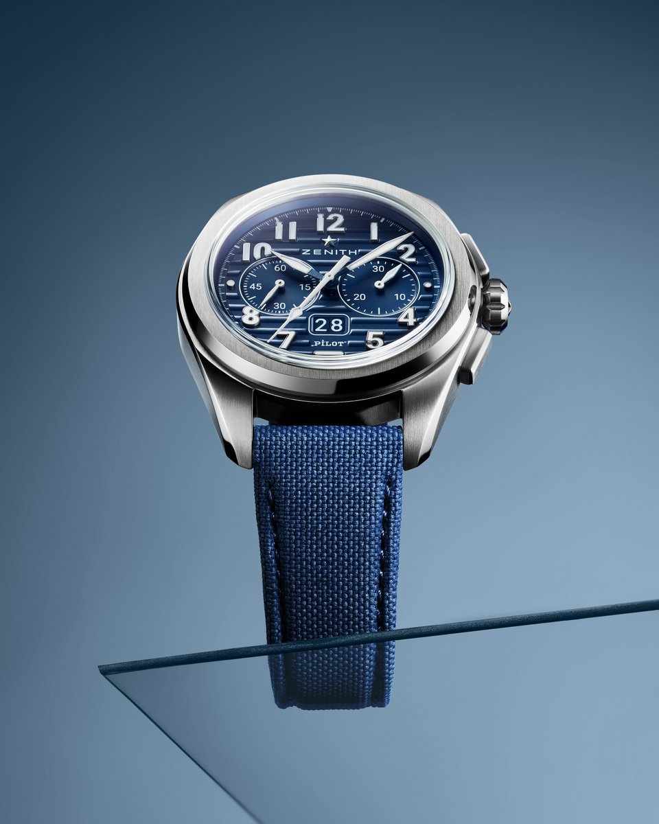 #ZenithPilot: Introducing the first-ever boutique edition of the Pilot Big Date Flyback expressed in ZENITH's signature blue. Available exclusively in ZENITH physical and online boutiques around the globe. #Zenith #ZenithWatches #ZenithPilot #PilotChronograph #TheSkyIsYours