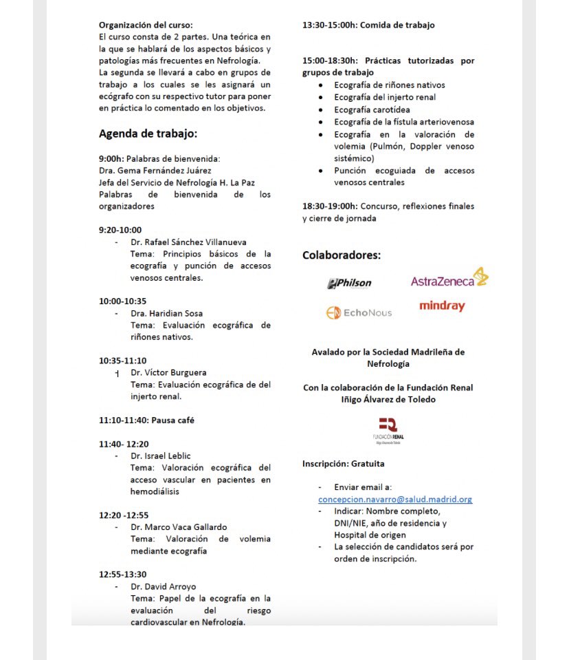 La próxima edición del curso de ecografía para R2 de Madrid se acerca… no dejen escapar la oportunidad de iniciarse en el manejo de los #US en #nefrología #SOMANE @senjoven @SENefrologia @sengndi @SOMANEorg @Ator451 @mvaca87