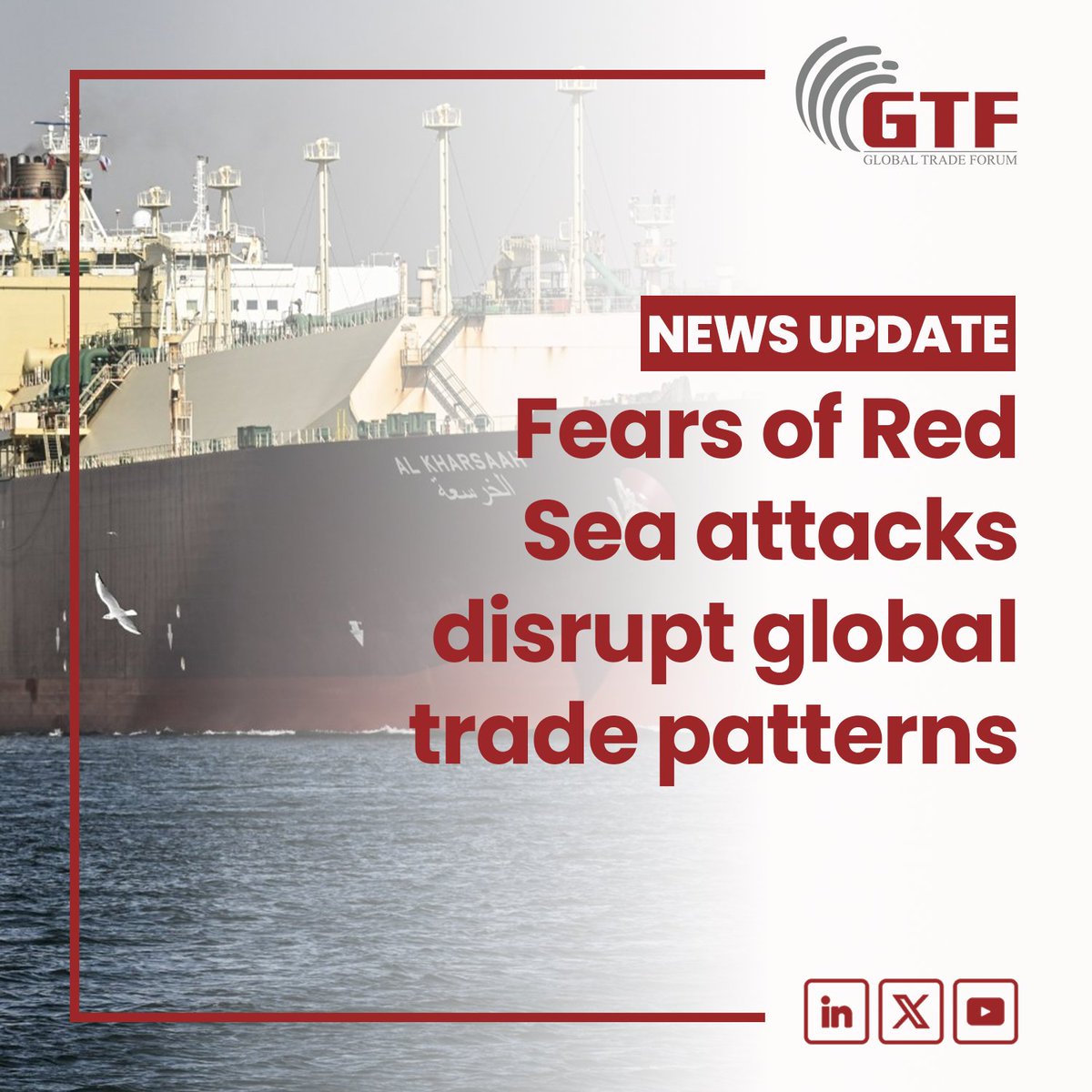 ttcsnetwork's tweet photo. Japanese shipping operator Nippon Yusen suspended sailings through the Red Sea on Tuesday after Yemen's Houthi movement vowed to step up attacks on vessels in the region.
#TürkiyeTrade #GTF2024 #GlobalTradeForum #EUTradeRelations #EuropeEconomy #TradeDiplomacy #TradeAlliance https://t.co/l0MetrAOQd