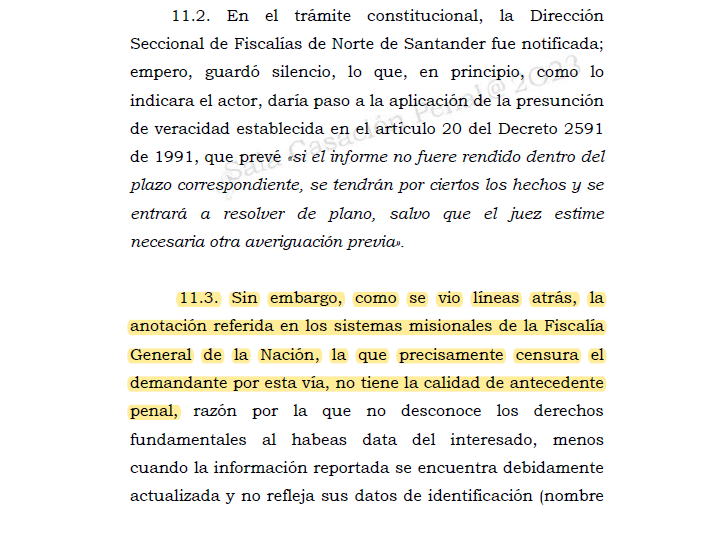 Melovides's tweet photo. La información registrada en los sistemas misionales de la Fiscalía General de la Nación no constituye antecedente penal porque no se derivan de sentencias condenatorias en firme. https://t.co/S5IPUnHYye