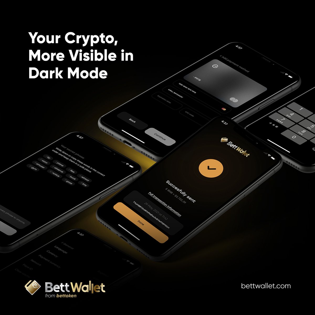 bettwallet's tweet photo. Step into the sleek world of crypto with BettWallet's dark mode. Experience seamless management of your digital assets with a sophisticated interface designed for clarity and ease. Discover a brighter way to navigate your crypto journey at https://t.co/XC9ftdNRYS. 

#BettWallet https://t.co/55jl4kHQ9t