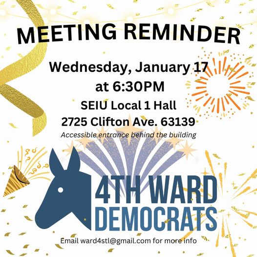 ward4stl's tweet photo. Our first meeting of the New Year is tomorrow - we hope to see everyone there! https://t.co/l1bBaUY3eN