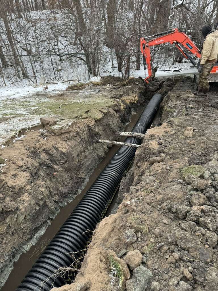 1st project of the year✅
60 feet of drain tile laid. Finishing touches in the spring. #WinterWonderland
