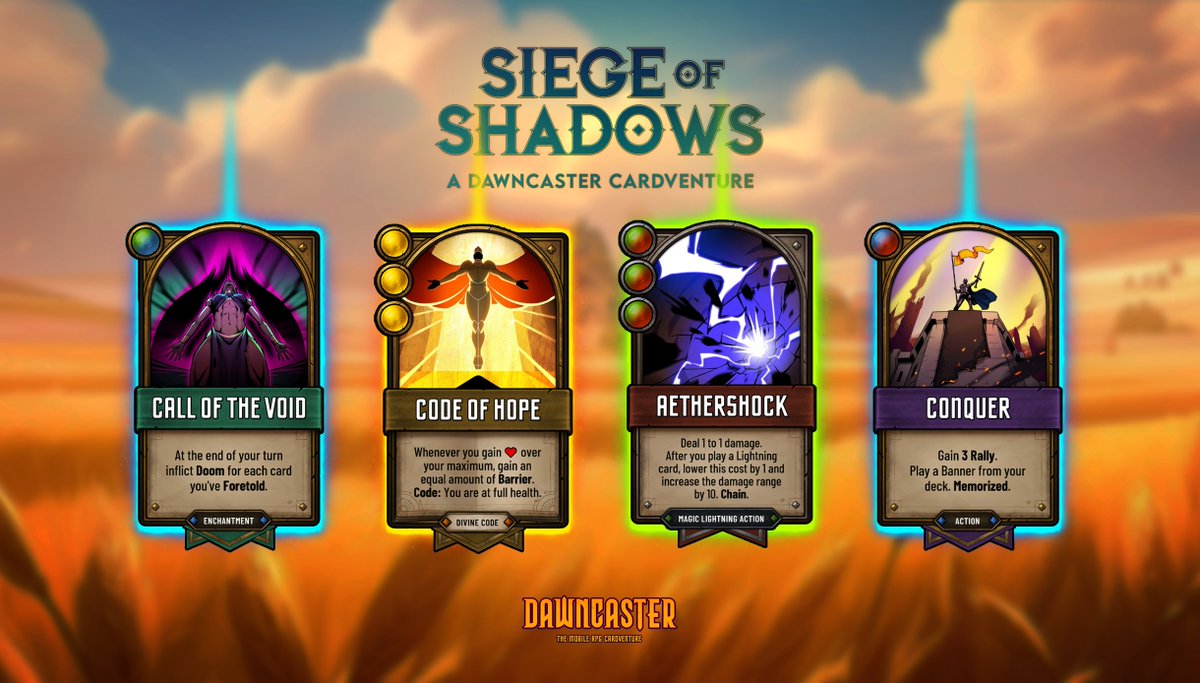 Here we go! The final reveal before the release of the Siege of Shadows expansion on the 24th. It's going to be HUGE! #dawncaster #mobilegame #deckbuilder