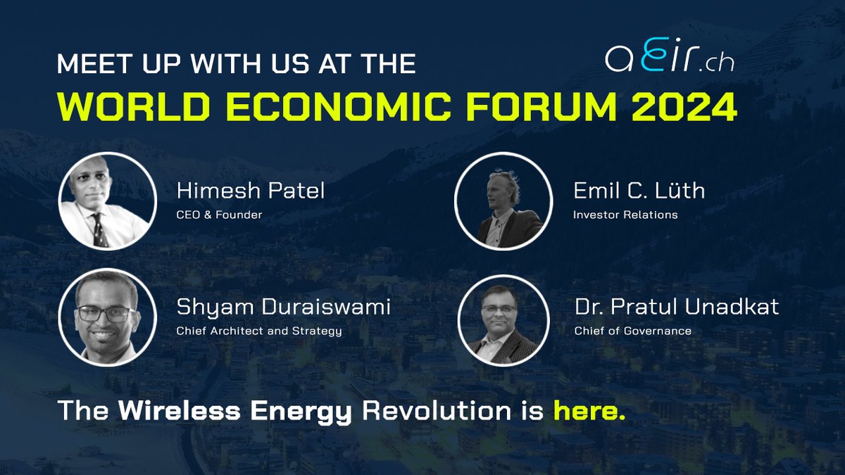aeir_ch's tweet photo. 🌐 Meet up with us at the #WorldEconomicForum 

⚡️The wireless Energy Revolution is here. #wef https://t.co/jZqvGZabaZ