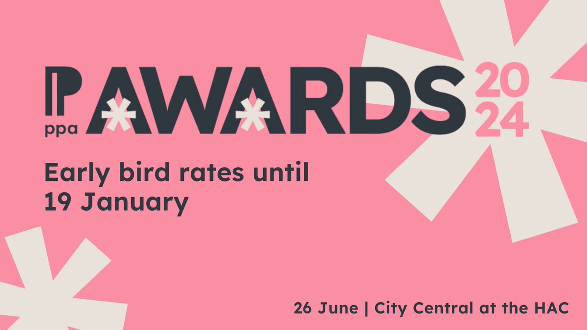 The PPA Awards are open for entries! You can secure early bird rates by processing your entry before 9 January - and you can go back and edit anytime before the final deadline (9 February). View the categories here: ppaawards.co.uk/2024/en/page/c… #PPAAwards