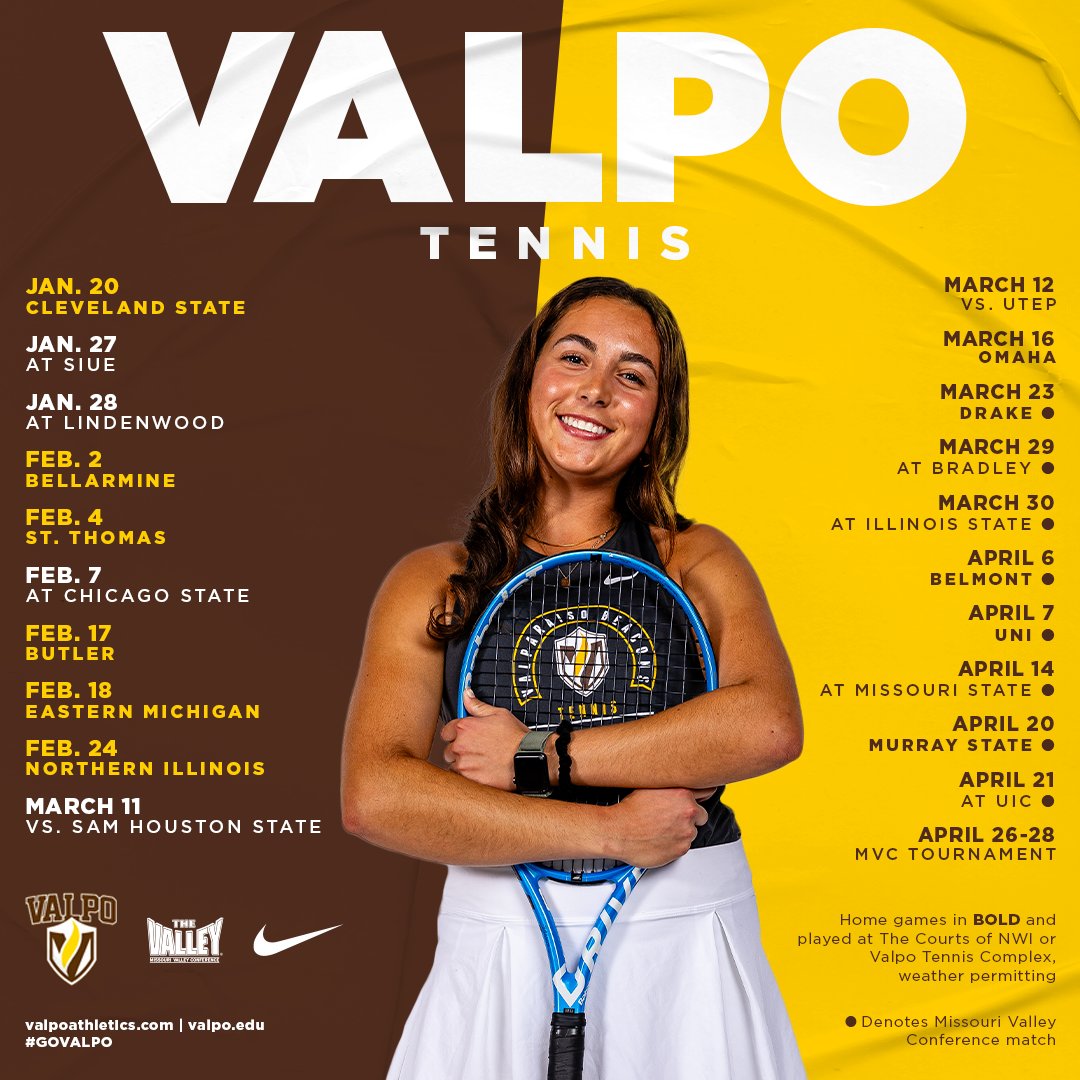 The spring 2024 @ValpoWT season is upon us❗ 📅➡️bit.ly/3B0mcTh 📝➡️bit.ly/3vD5g5n #GoValpo