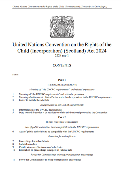 Ulgrid's tweet photo. 👑The United Nations Convention on the Rights of the Child (Incorporation) (Scotland) Act 2024 was granted Royal Assent today👑

Starting 2024 with hope and excitement as children and young people's rights are made real through the #UNCRCScotland Act! https://t.co/g1vuqDMyEl