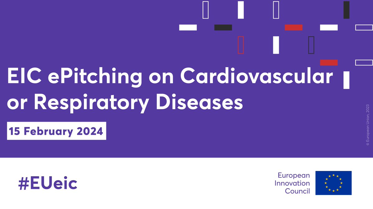 Did you know that the EIC is backing exciting technologies to address #Cardiovascular or #Respiratory diseases? ⚕️

Join the #EUeic’s upcoming ePitching to hear from a selection of these innovations!

Register now to join the session on 15 February 👉  bit.ly/3vJgIMw