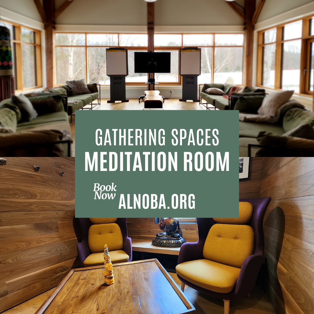 MEDITATION ROOM
This is one of Alnoba’s smaller and more intimate spaces that can accommodate groups of up to 20. With 3 walls of panoramic views of the woods and fields surrounding you and the vaulted beamed ceilings we guarantee you will be inspired!
alnoba.org