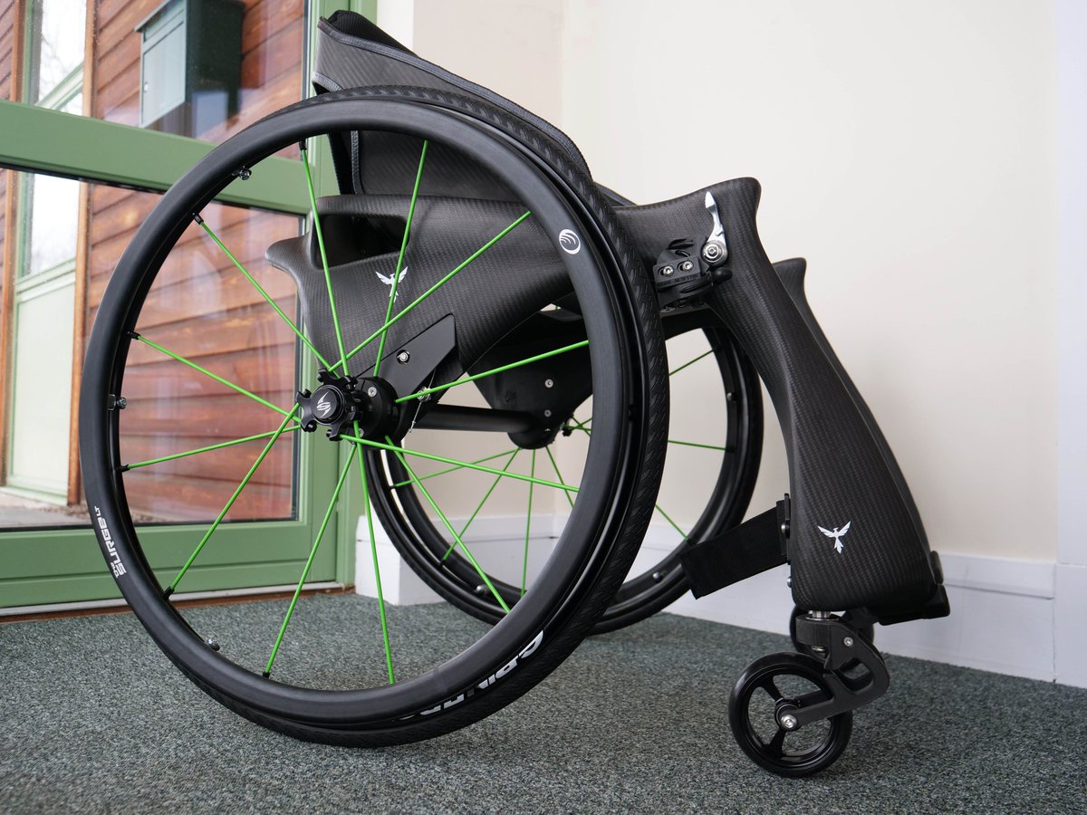 A custom build Phoenix Pure was shipped to Canada today!Featuring Active Brakes &amp; Scissor locks, single piece carbon fibre frame, shock absorbing forks, solid carbon seat, Carbon Kevlar backrest, 26” Spinergy XLX &amp; Surge LT handrims. Pures are nonelectronic version of Phoenix i.