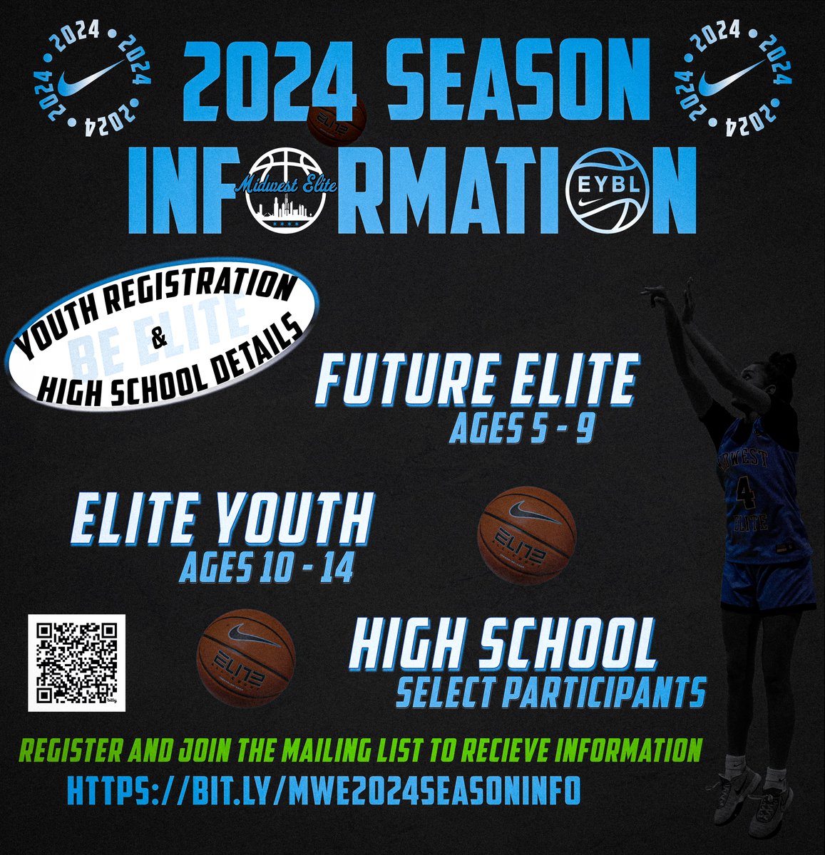 Midwest Elite EYBL 2024 Season Information

Attention parents and young athletes in the Midwest: Midwest Elite EYBL is expanding our basketball program to include opportunities for young girls from kindergarten through high school.

For Aspiring Young Athletes (Ages 5-9): Our