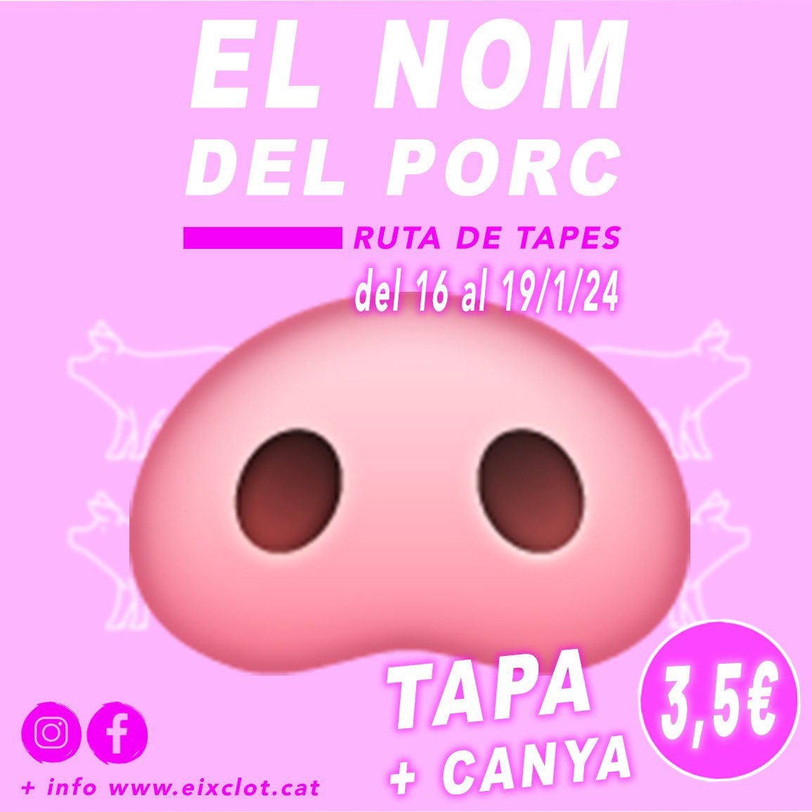 Psst .. el porc torna 🐷Sant Marti i por ende la <a href="/PorkadaClot/">Porkada Clot</a> !FIESTÓN !! 💥💥💥

Per escalfar motors els bars del <a href="/EixClot/">Eix Clot</a> durant la setmana, farem una tapa de delícies porcines 🐽 i canya 🍺 per 3,5€. 🤘🤘

🫶Dimarts 16 a divendres 19/1 de 17 a 21h 🫶

Us esperem Bandarres! 🔝