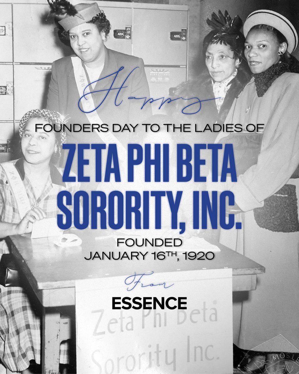 Essence's tweet photo. It’s time to appreciate the Finer things in life! 

Happy Founders’ Day to the so sweet ladies of Zeta Phi Beta Sorority, Inc. 

Today we celebrate 104 years of scholarship, service, sisterhood, and finer womanhood! Thank you for staying committed to being a community-conscious, action-oriented organization! 

Let’s show the Doves some love and head over to https://t.co/HJqw0ui0As to read more about these amazing ladies.