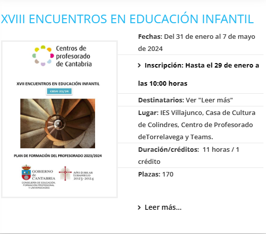 cepinfantil's tweet photo. XVIII ENCUENTROS EN EDUCACION INFANTIL:  Dieciocho años han pasado ya desde la primera sesión de los Encuentros de Educación Infantil. Años en los que diferentes profesionales han compartido con la comunidad educativa de Cantabria distintos mensajes que… https://t.co/NPYpZFsfWl https://t.co/S0u14SCZQ2