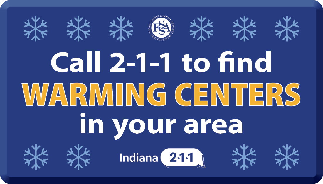 Stay warm, stay safe. Call 2-1-1 to find warming centers open in your community. <a href="/in211/">นันธิชา  วงศ์มาลัย</a> community navigators are available 24/7 and can provide you with updated locations and hours of warmings centers in your area or click here: on.in.gov/7pv3p