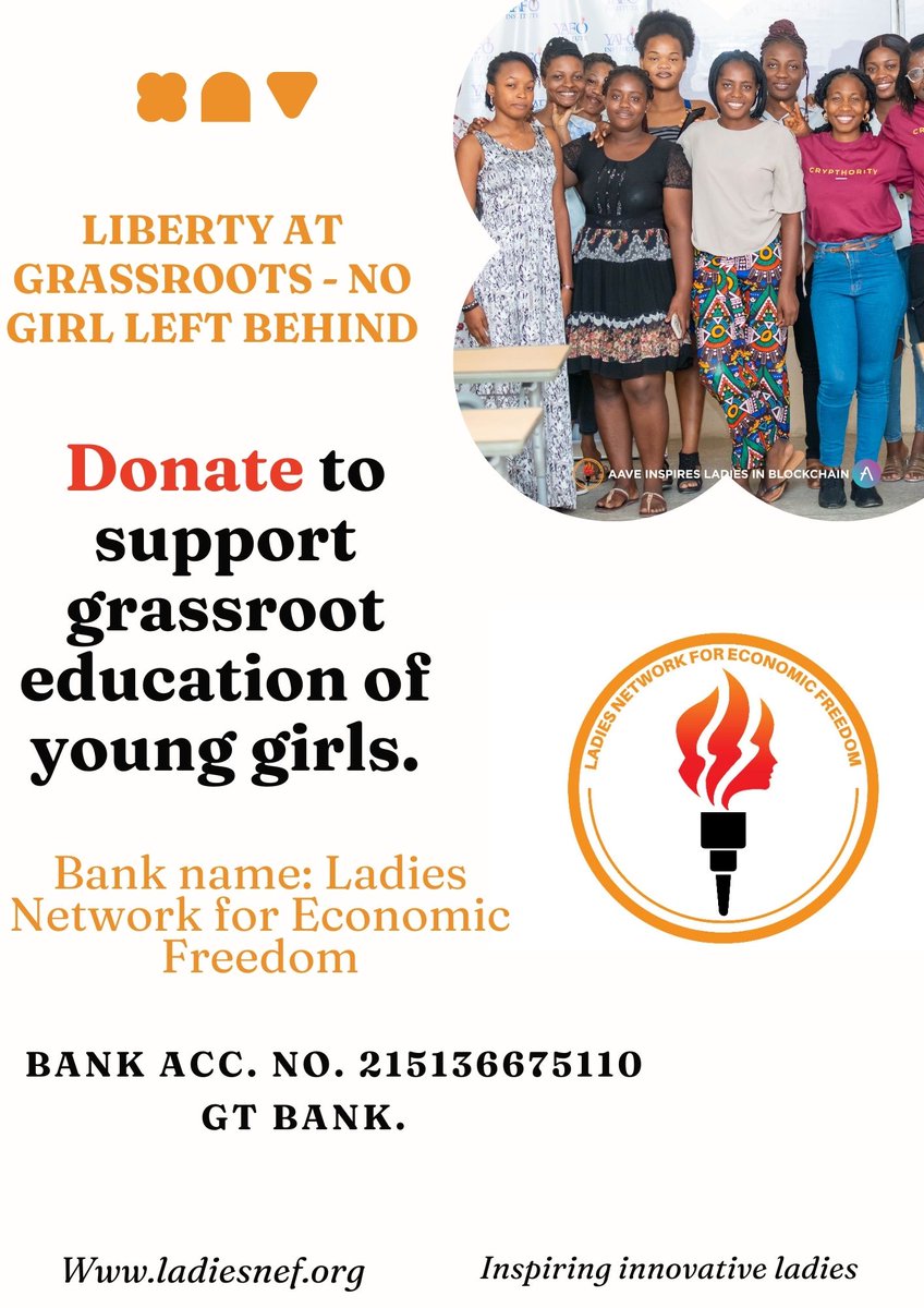 Ladies_NEF's tweet photo. Kindly donate to support us in educating more girls about liberty and entrepreneurship in Ghana. #nogirlleftbehind #LANEF #womenempowement https://t.co/6zTv1On2AI