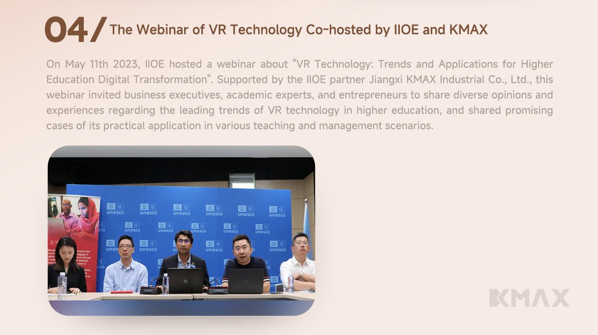 KmaxtechVRAR's tweet photo. As 2023 has just passed and 2024 has just begun, let's take a moment to review KMAX overseas major events of 2023.

【4】The Webinar of VR Technology Co-hosted by IIOE and KMAX
#VR #education #hightech #innovation #edtech https://t.co/j2Up4dWi2x