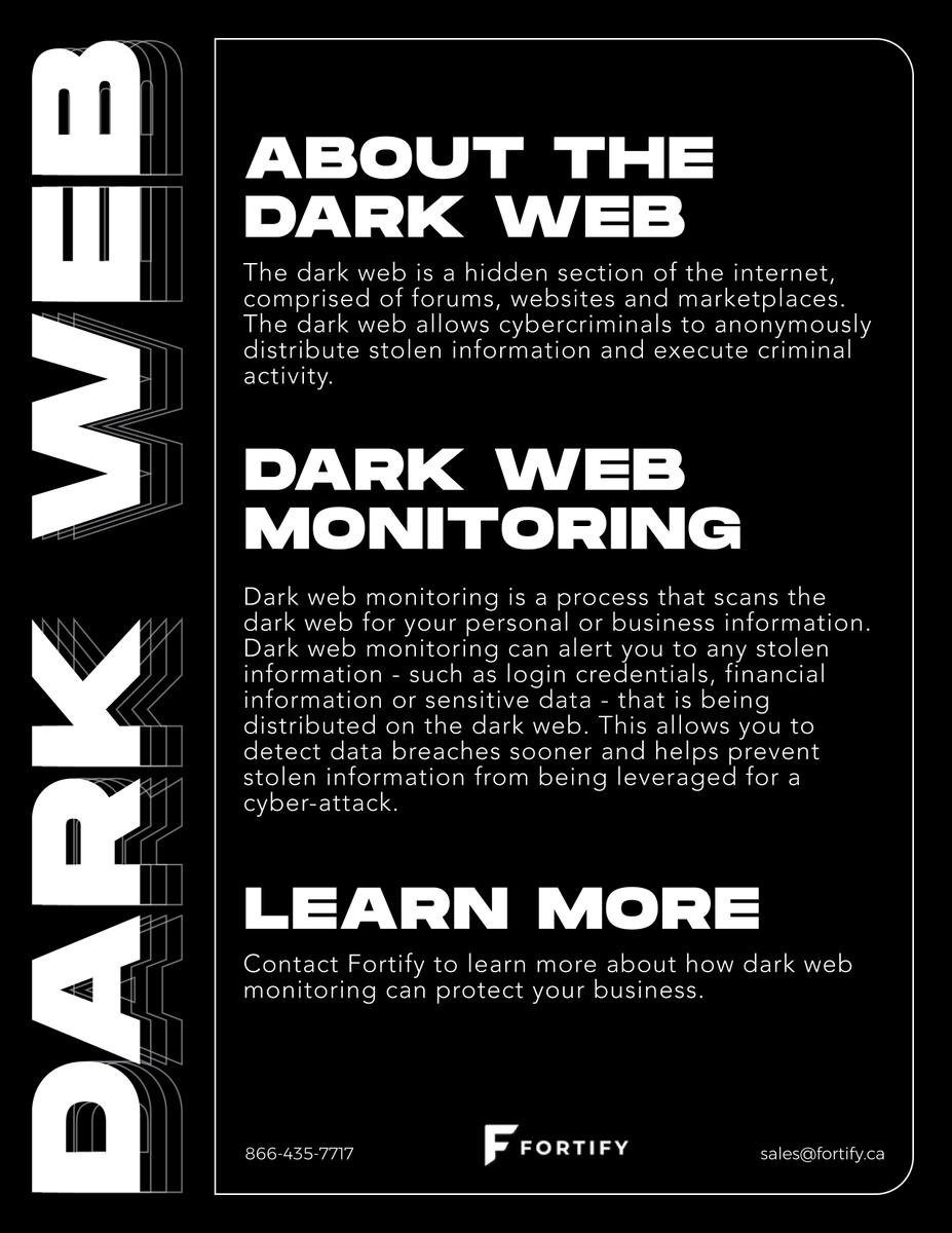 Illuminating the dark web: 💡

#darkweb #darkwebmonitoring #cybersecurity #MSP #EveryBusinessFortified