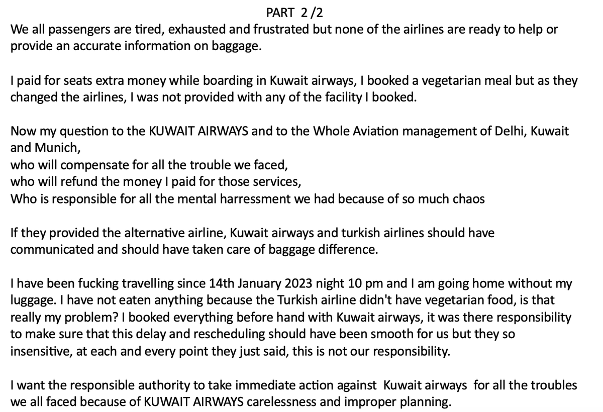 pragatigupta23's tweet photo. KU 382
Worst journey of my life, after 2.5 days,reached Munich with no luggage no food , nothing.  Never taking kuwait aiways ever again !!!!!
@NewsKuwaitt @KuwaitAirways @TurkishAirlines @DelhiAirport @MUC_Airport @TK_HelpDesk
#kuwaitairways#flightdelays#kuwaitairwaysceo https://t.co/TU3AUCa41X