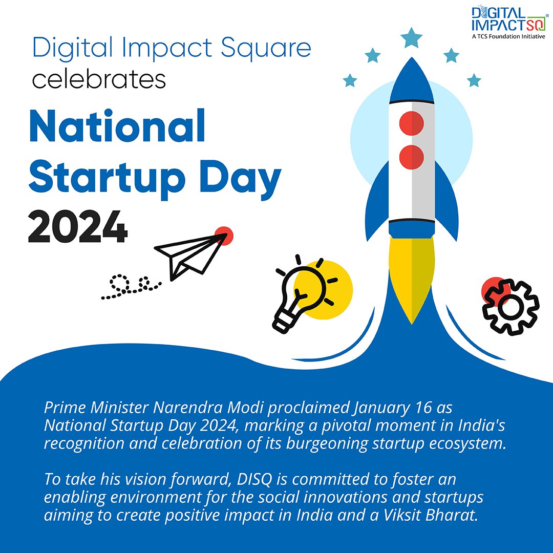 A shoutout from <a href="/DigitalImpactSq/">Digital Impact Square</a> to all the #startups, #innovators, #changemakers who inspire us with the endless possibilities that they unlock.
Cheers to Innovation, Inspiration, Impact!
#nationalstartupday <a href="/SahyadriFarms/">Sahyadri Farms</a> <a href="/enableindia/">EnAble India</a> @MSH_MeitY <a href="/GoI_MeitY/">Ministry of Electronics & IT</a>