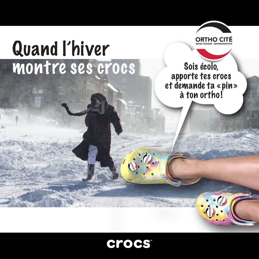 #Crocs #pin #jibbitz
Quand l’hiver montre ses crocs, sois écolo, apporte tes Crocs à la clinique et demande ta Pin à ton Ortho! C'est une édition spéciale, un objet de collection! Fais vite! 
#drsergeyacoub #orthodontiste #orthodontisteamontreal #objetdecollection #collectibles