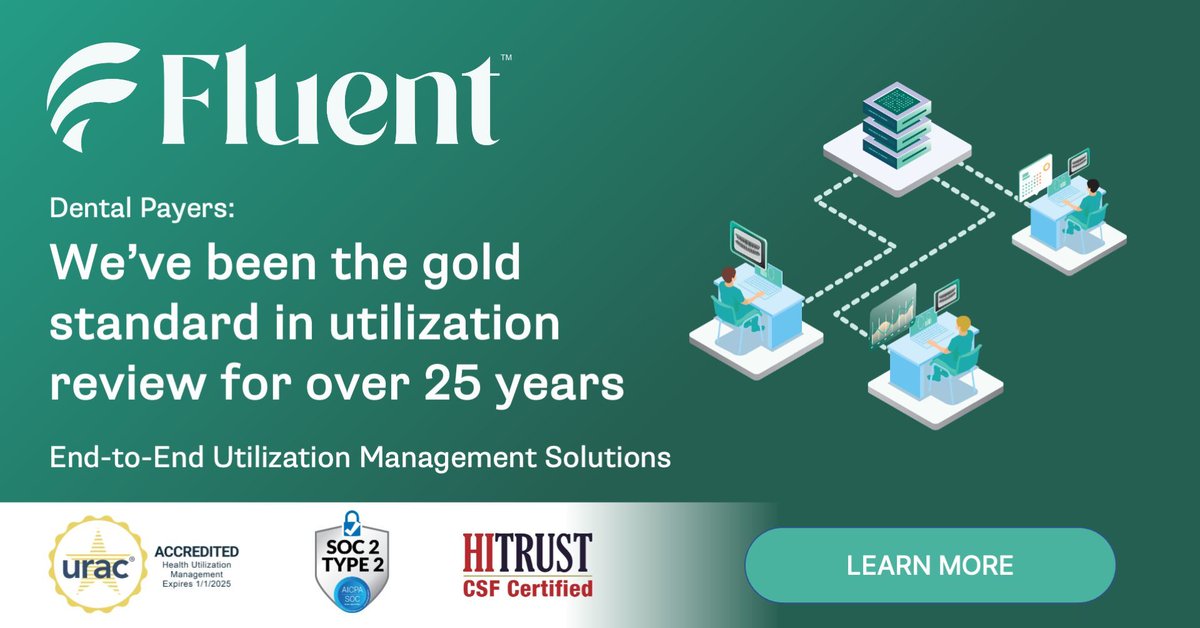 FluentDental's tweet image. Secure &amp;amp; HIPAA compliant, Fluent&apos;s professional claim review services improve the #UtilizationReview efficiency of any #dentalpayer. Access our team of highly skilled dentists and lighten administrative load. With Fluent, you get the #TheGoldStandardinUR. buff.ly/3N5ijSM