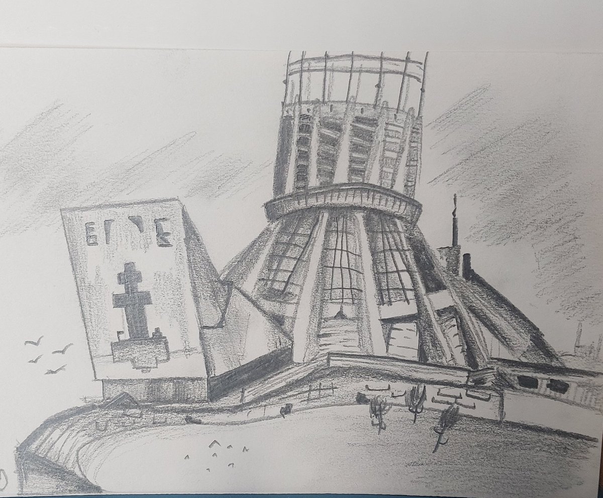MissSwiderska's tweet photo. Some fab Yr 8 Aspire assessments from this week! They have been doing observational drawings of @LiverpoolMet Cathedral, adding in Fine detail &amp; #TonalShading in pencil.  Proud of the hard work &amp; outcomes ⛪️✏️ #Art #KS3 #Assessment  #ObservationalDrawing #MetropolitanCathedral https://t.co/B6Ysjw92g1