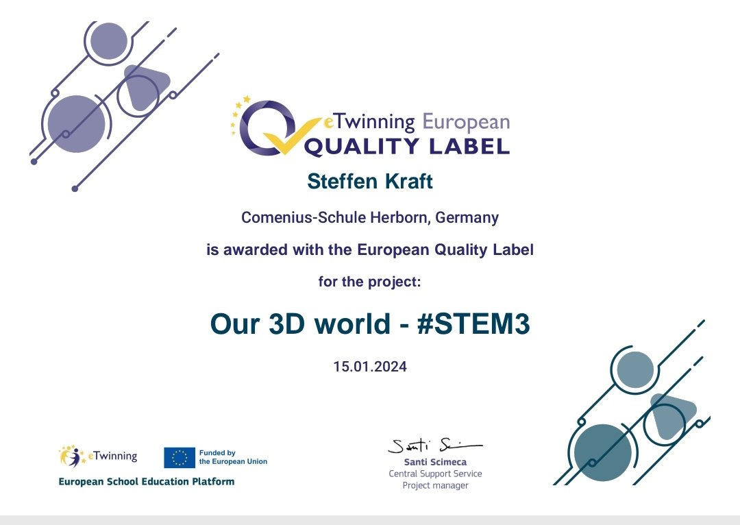 The QL for our #etwinning project, STEM, European and cultural learning, working together with joy and #3Dmodels. #eu #education #europe #STEM #schule #teaching