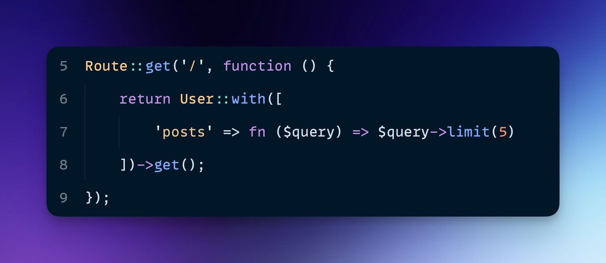 taylorotwell's tweet image. We&apos;ve integrated the code behind @staudenmeir&apos;s &quot;eager load limit&quot; package into Laravel 11.

That means in Laravel 11 this will actually work... retrieving users while eager loading only 5 posts per user... ❤️

Thanks @staudenmeir!
