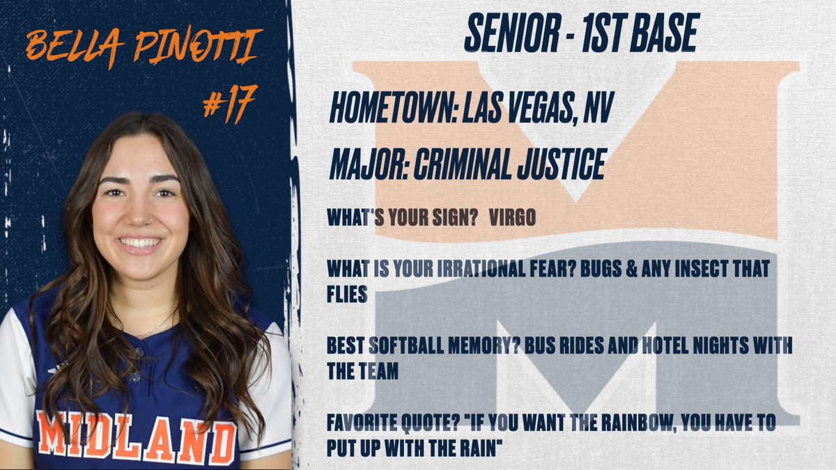 MidlandUSB's tweet photo. We are at 1⃣7⃣ days until the season opener - let's meet our final PC Transfer @bellapinotti_ ! ♍️🪰🚌🌈 https://t.co/9a1nPoJYud