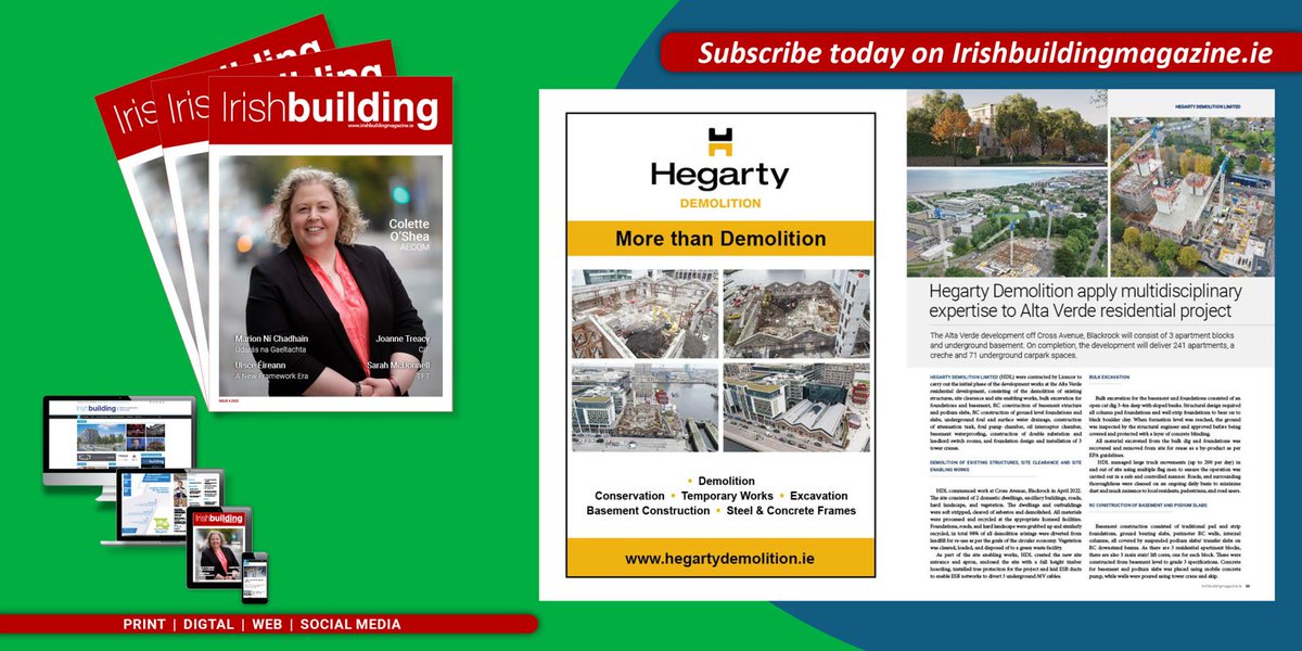 IrishBuildingOL's tweet image. @Hegartydemo has applied its multidisciplinary expertise to the Alta Verde residential project for its client Lioncor. 

Click the link to read the above and much more in the latest edition of Irish building: lnkd.in/gAy8MeF

#irishbuilding #constructionnews