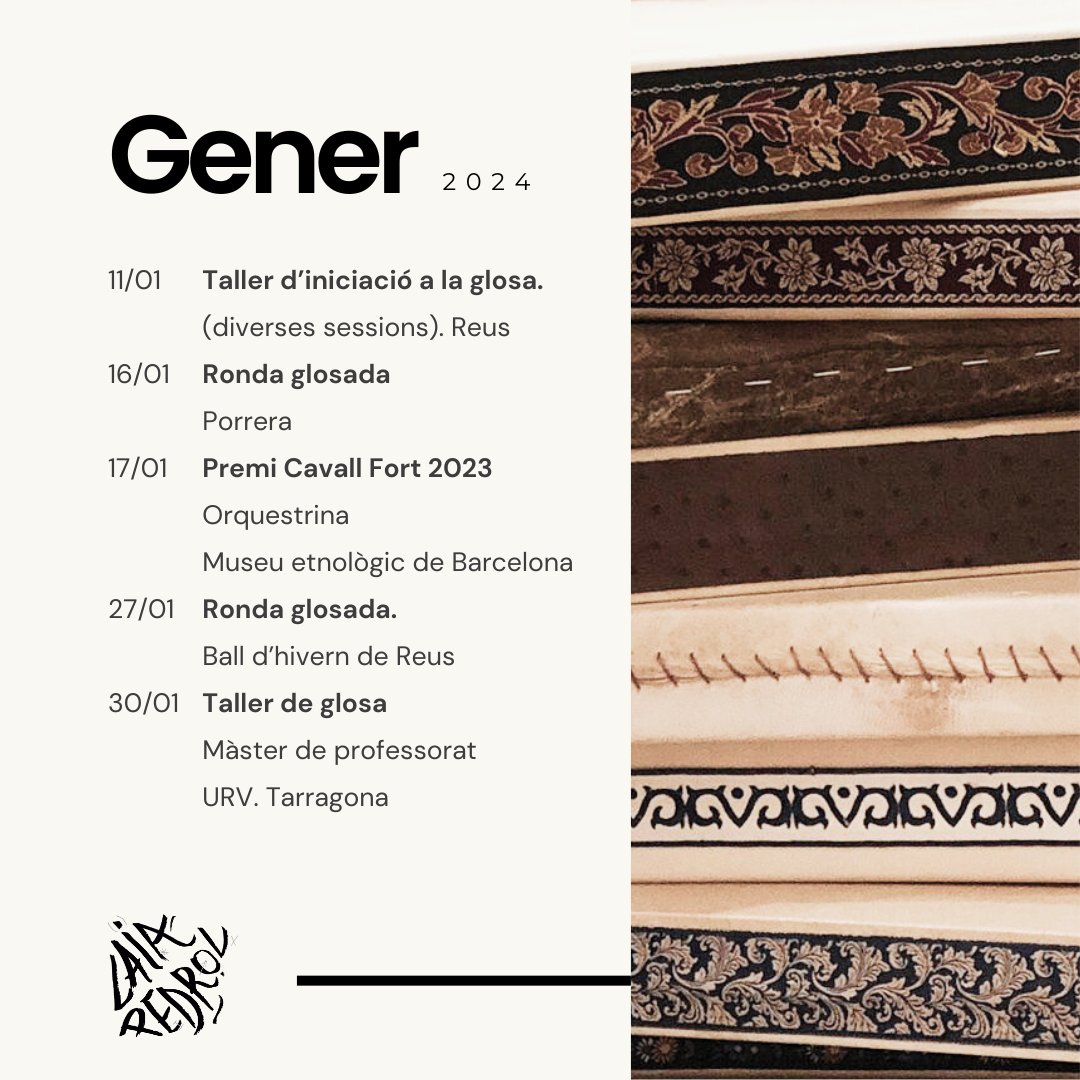 xinxollat's tweet photo. Vinga, dos mil vint-i-quatre
sigues un any enciser.
Que comenci l'espectacle!
Arranquem un bon gener!
🔶
.
.
.
#garrotuit #glosa #cançóimprovisada #LoPanderoDeLesMosses #panderoquadrat #alduf #majorala #music #cultura #culturapopular #formació #Reus #Porrera #Barcelona #Tarragona https://t.co/NKYpMZcVYY
