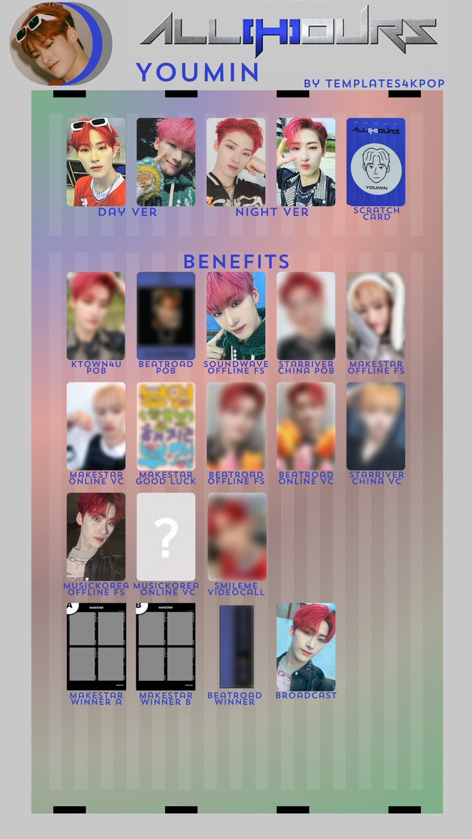 ALL(H)OURS All ours album photocard pc & benefit pob template 올아
