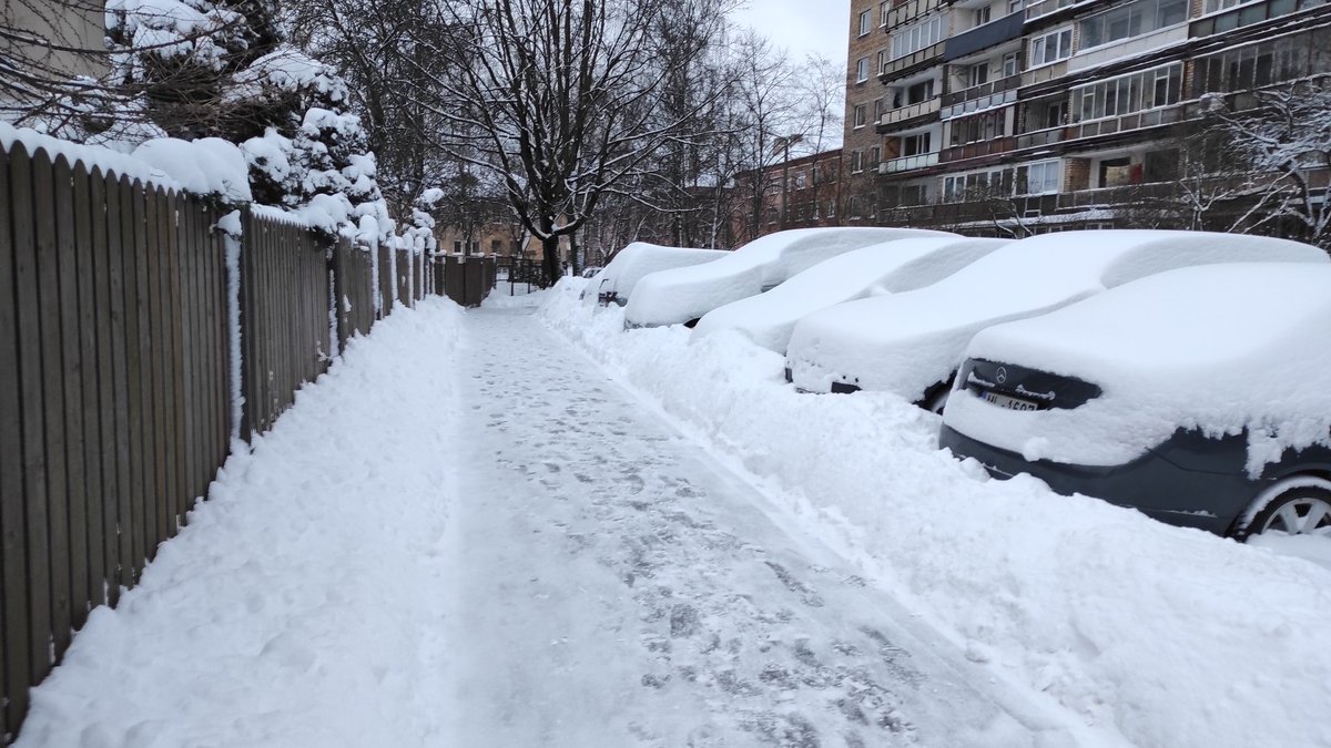 wikt0rrs's tweet photo. ❄️Rīga, Purvciemā kopš vakardienas ik pa laikam sniga, bet šorīt sākas ilgstoša, ļoti stipra snigšana ar pamatīgu puteni, kas norima ap pēcpusdienu. Sniega segas biezums pieauga par 12-14 cm un kopumā sasniedz 25-28 cm.
#ziema #sniegs #putenis
@LVGMC_Meteo @MeteoLatvia https://t.co/6U529zascV