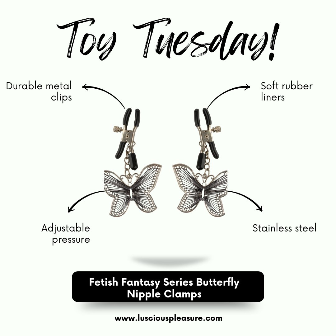 LusciousPlsure's tweet photo. "Toy Tuesday" - Your Weekly Source for Fun Accessories! 

These top-quality, stainless steel, and rubber-lined clamps are an excellent addition to your pleasure collection https://t.co/f6w3FuBVC7

#nippleclamp #nippleclamps https://t.co/b4DCrM9lQe