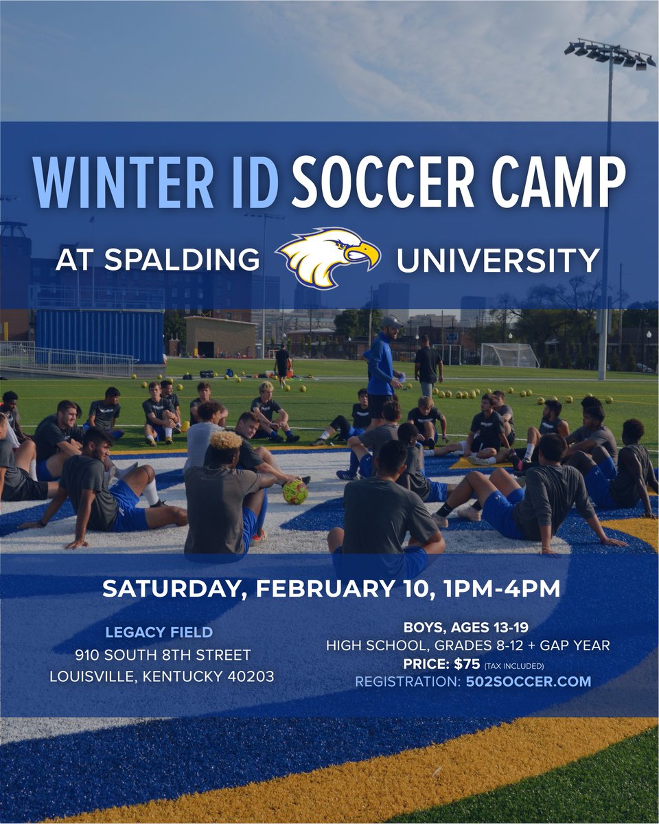 Our 𝗪𝗜𝗡𝗧𝗘𝗥 𝗜𝗗 𝗖𝗔𝗠𝗣 is 𝙉𝙀𝙓𝙏 𝙈𝙊𝙉𝙏𝙃 for @SpaldingUSoccer! 🗓️ Sat, Feb 10th ⏱️ 1 - 4 PM 📍 Legacy Fields 💲 $75 This is always our biggest recruiting tool each year & a fun event with our staff & players. Registration & more info at 502soccer.com